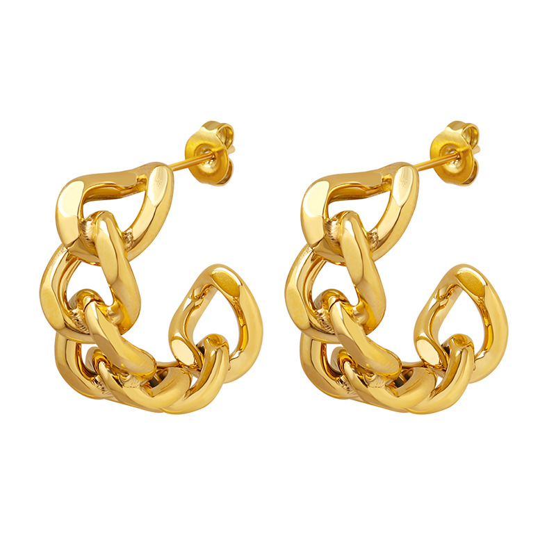 AROS LUX JOYAS BAÑO ORO AMARILLO 18K MEDIA ARGOLLAS CADENA - 1
