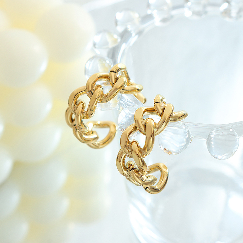 AROS LUX JOYAS BAÑO ORO AMARILLO 18K MEDIA ARGOLLAS CADENA - 2
