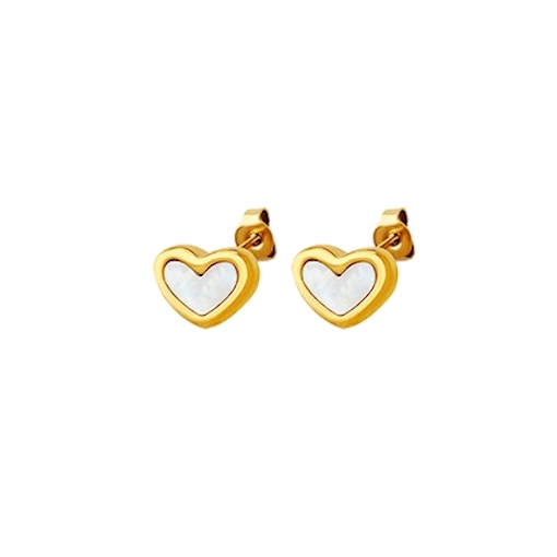 AROS LUX JOYAS BAÑO ORO AMARILLO 18K PEGADOS CORAZÓN NÁCAR - 1