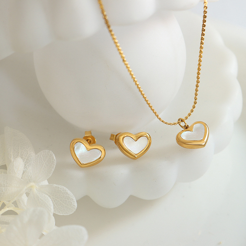 AROS LUX JOYAS BAÑO ORO AMARILLO 18K PEGADOS CORAZÓN NÁCAR - 2