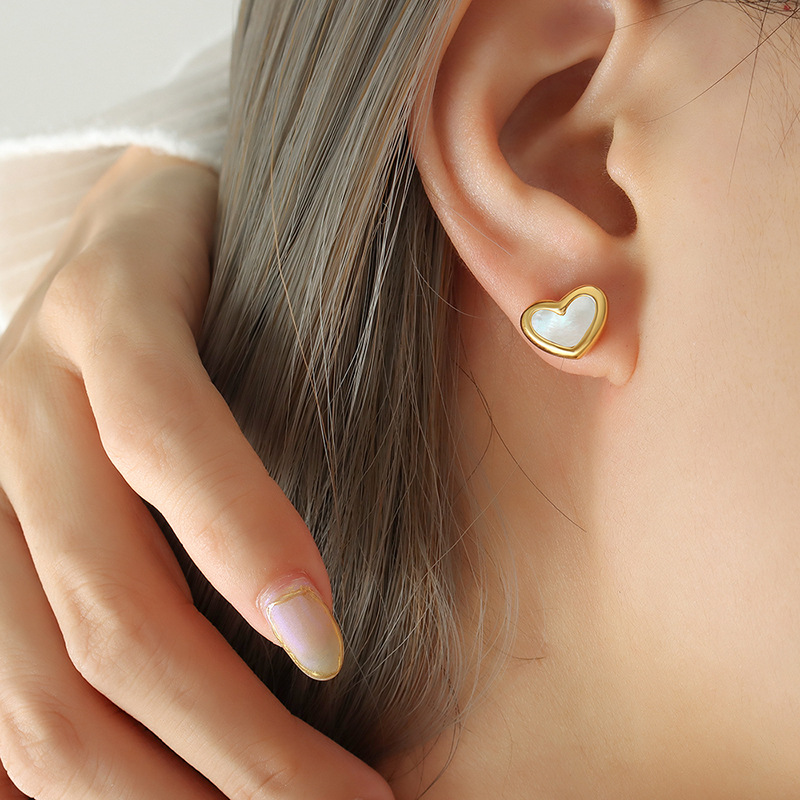 AROS LUX JOYAS BAÑO ORO AMARILLO 18K PEGADOS CORAZÓN NÁCAR - 3