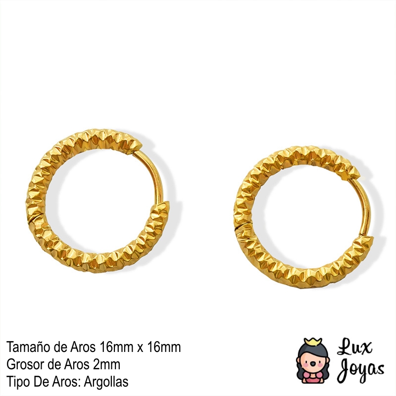 AROS BAÑO ORO EN COLOR AMARILLO 18K ARGOLLAS DISEÑO - 5