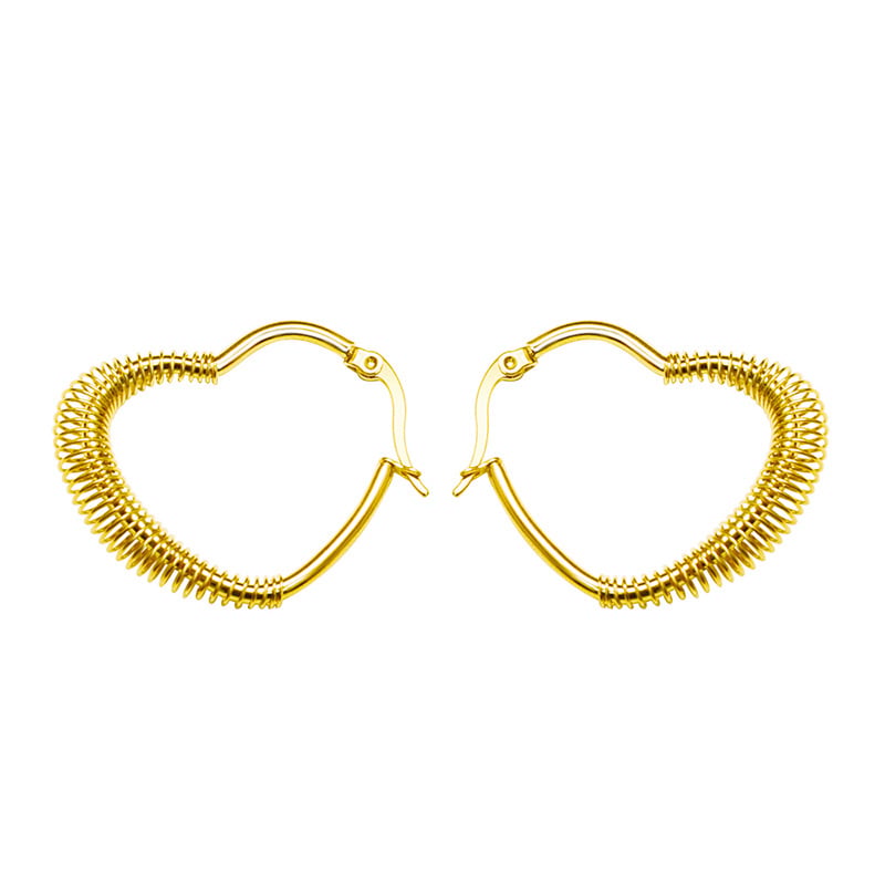 AROS LUX JOYAS BAÑO ORO AMARILLO 18K ARGOLLAS CORAZÓN RESORTE M - 1