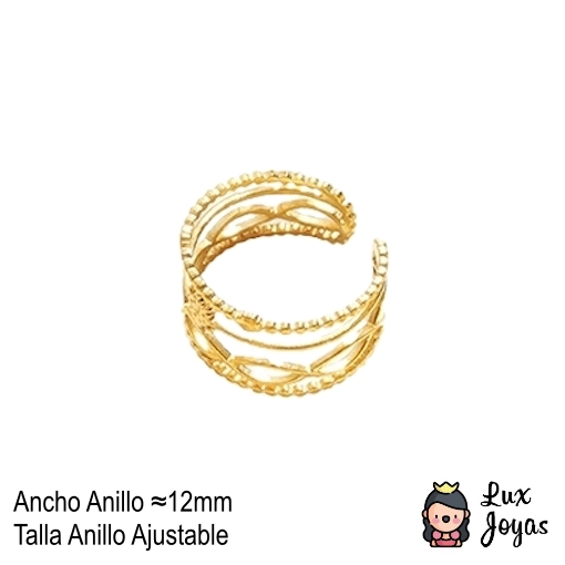 ANILLO BAÑO ORO AMARILLO 18K INFINITO SOL AJUSTABLE - 5