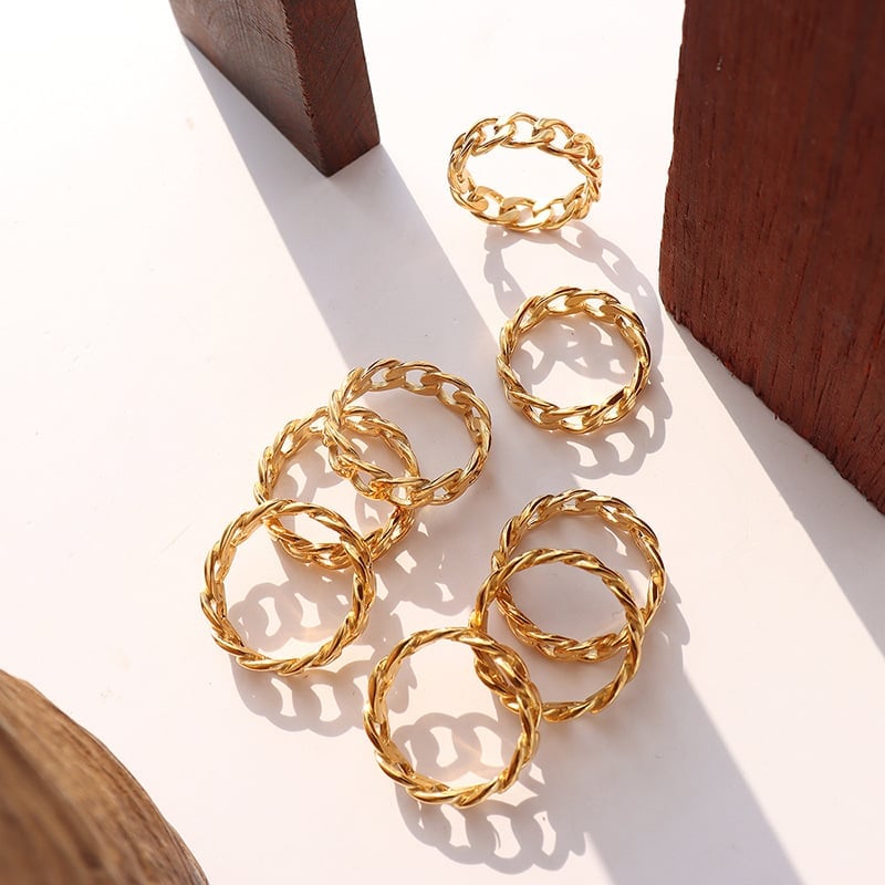 ANILLO BAÑO ORO AMARILLO 18K CADENA GRUMET TALLA 19 - 2