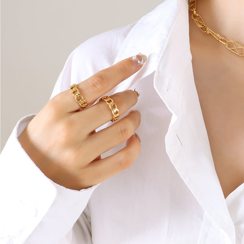 ANILLO BAÑO ORO AMARILLO 18K CADENA GRUMET TALLA 19 - 3