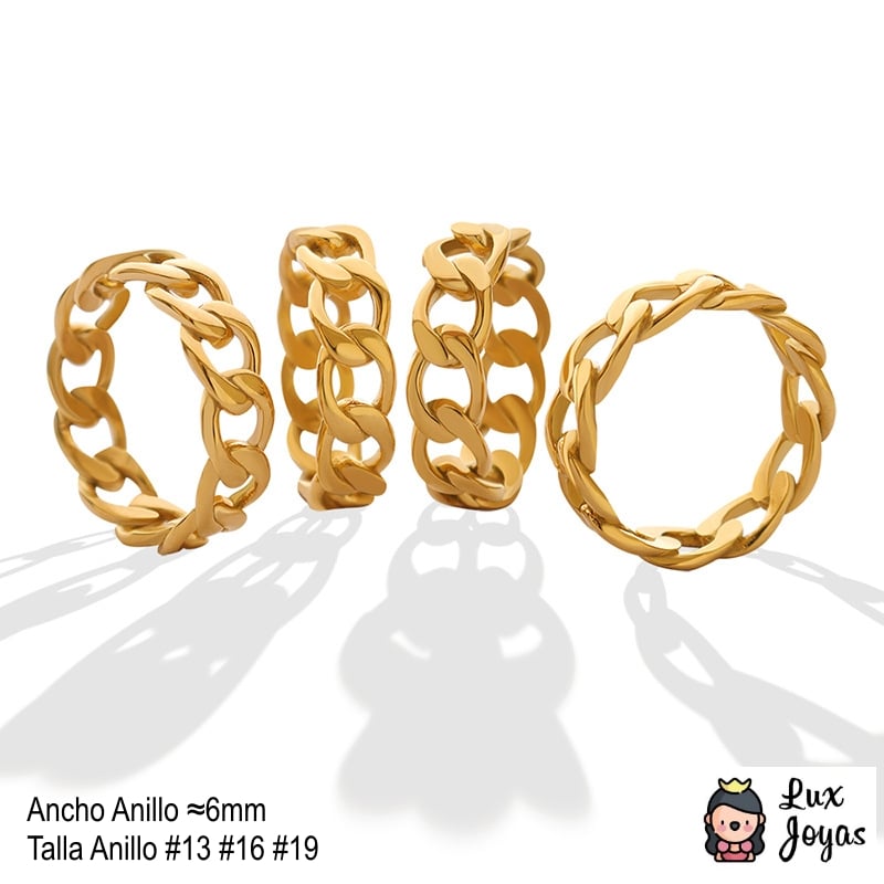 ANILLO BAÑO ORO AMARILLO 18K CADENA GRUMET TALLA 19 - 4
