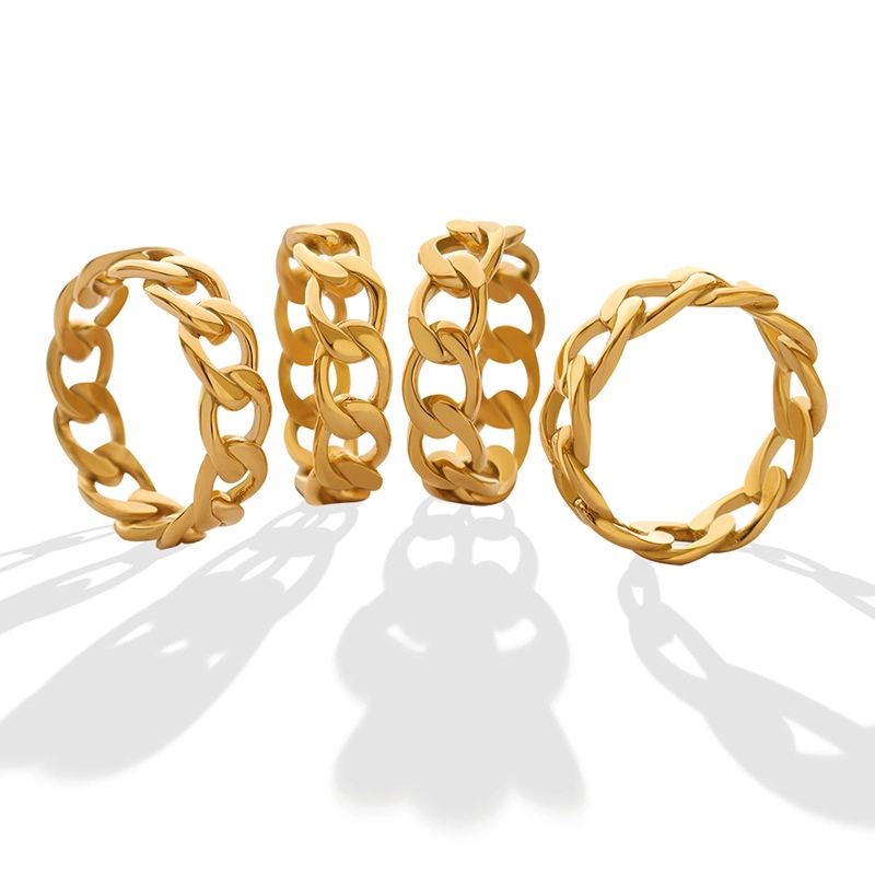 ANILLO LUX JOYAS BAÑO ORO AMARILLO 18K CADENA GRUMET TALLA 16 - 1