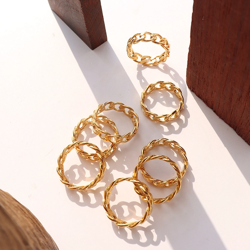 ANILLO LUX JOYAS BAÑO ORO AMARILLO 18K CADENA GRUMET TALLA 16 - 2
