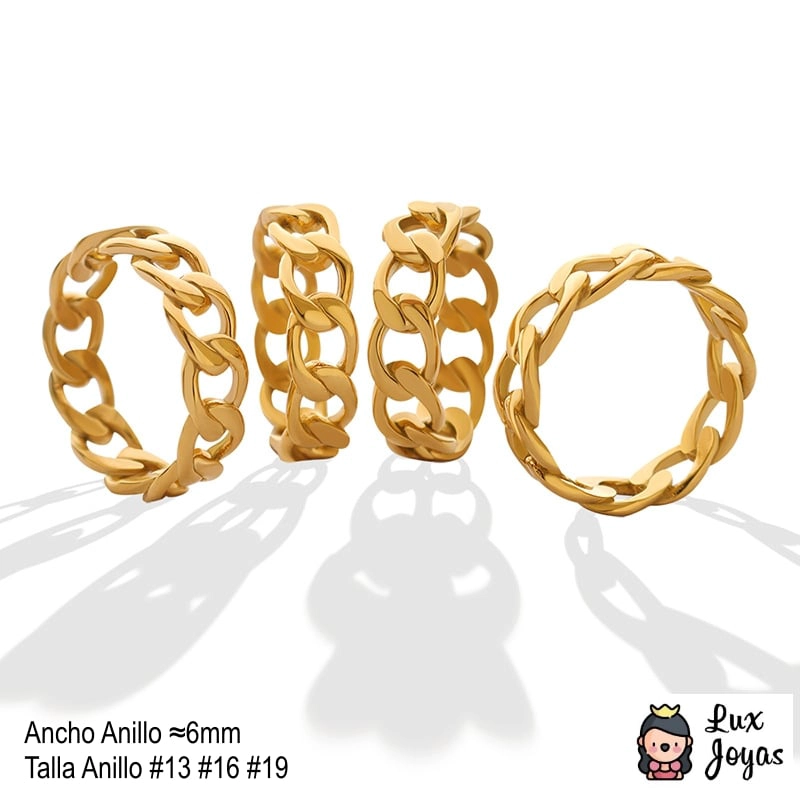 ANILLO BAÑO ORO AMARILLO 18K CADENA GRUMET TALLA 13 - 4