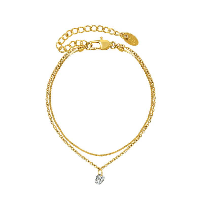 PULSERA BAÑO ORO EN COLOR AMARILLO 18K DOBLE PUNTO DE LUZ - 1