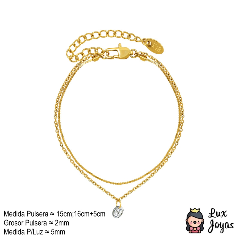 PULSERA BAÑO ORO EN COLOR AMARILLO 18K DOBLE PUNTO DE LUZ - 4