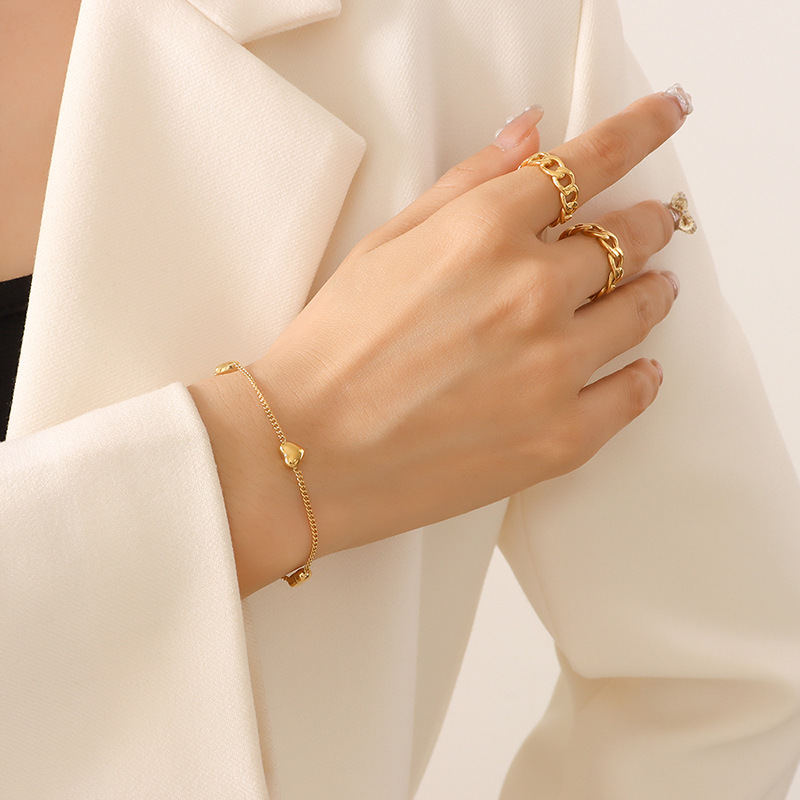 PULSERA BAÑO ORO EN COLOR AMARILLO 18K CORAZONES - 3