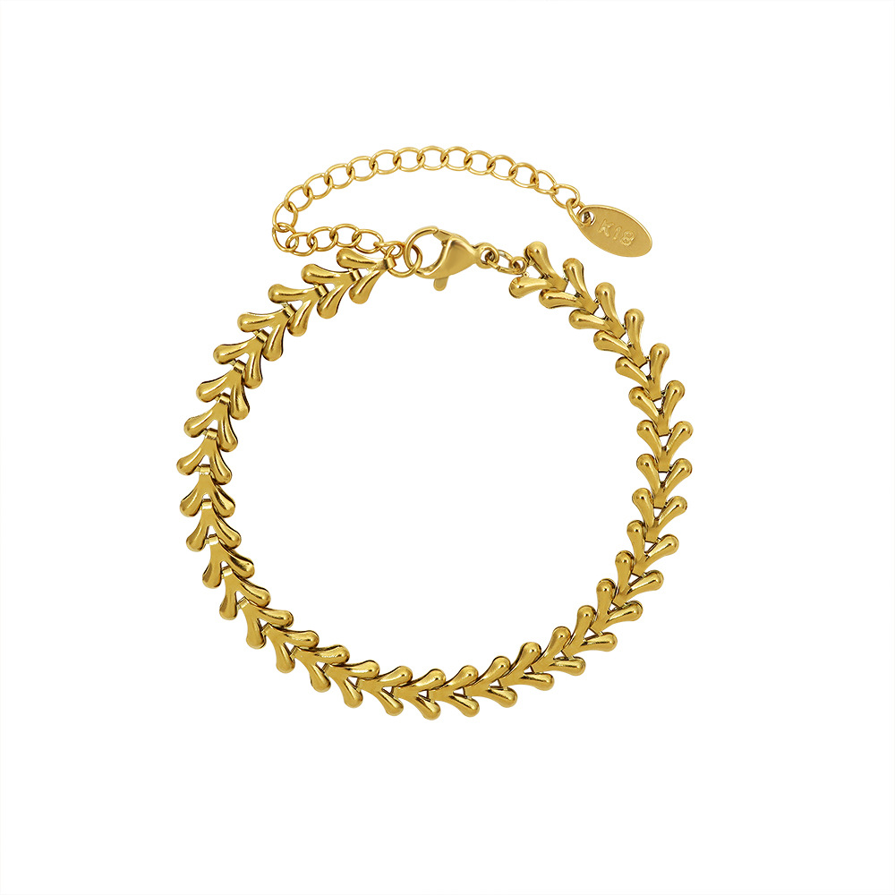 PULSERA LUX JOYAS BAÑO ORO AMARILLO 18K DISEÑO V - 1