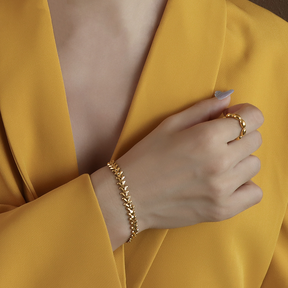PULSERA LUX JOYAS BAÑO ORO AMARILLO 18K DISEÑO V - 3