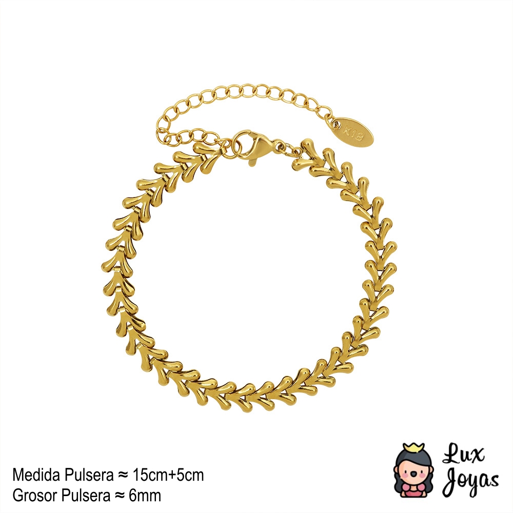 PULSERA LUX JOYAS BAÑO ORO AMARILLO 18K DISEÑO V - 4