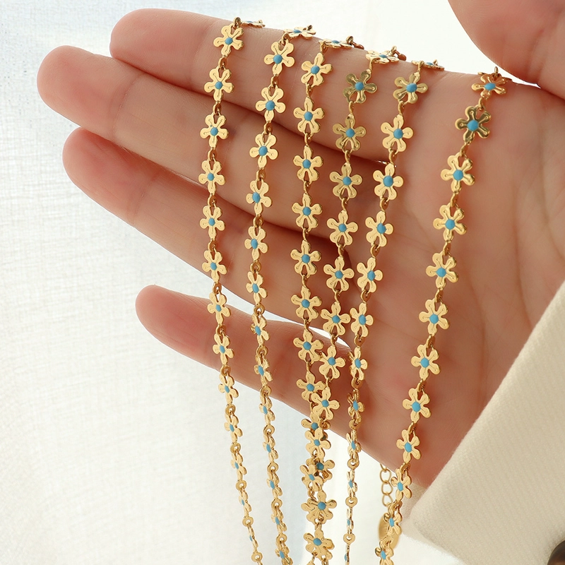 COLLAR LUX JOYAS BAÑO ORO AMARILLO 18K CHOKER FULL FLORCITAS - 4