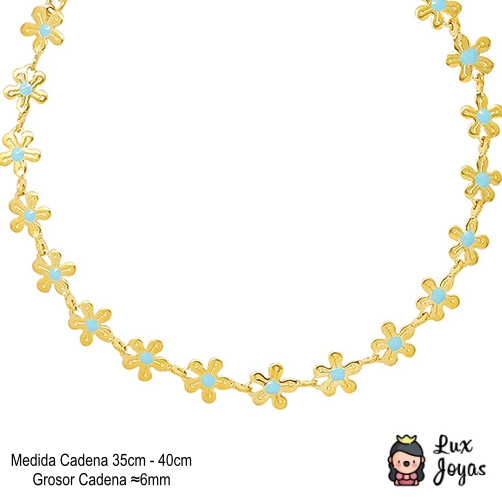 COLLAR LUX JOYAS BAÑO ORO AMARILLO 18K CHOKER FULL FLORCITAS - 6