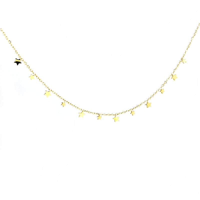 COLLAR BAÑO ORO AMARILLO 18K 12 ESTRELLAS - 2