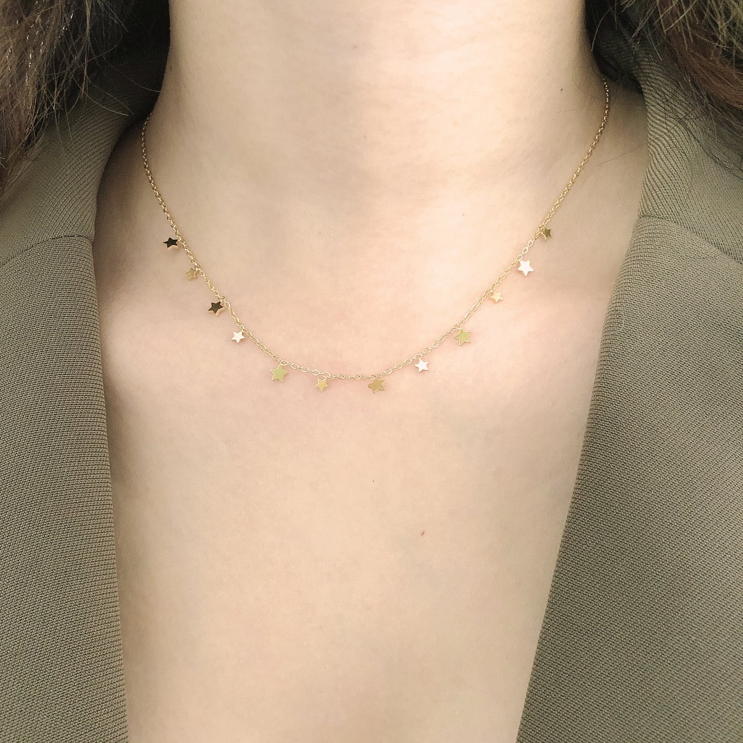 COLLAR BAÑO ORO AMARILLO 18K 12 ESTRELLAS - 4