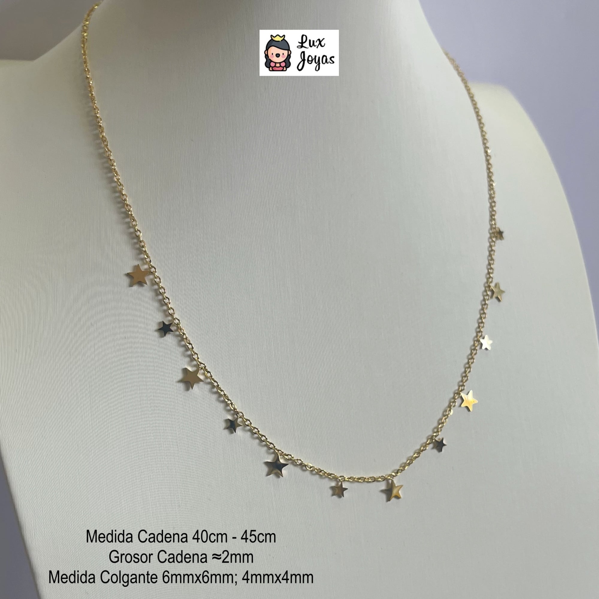 COLLAR BAÑO ORO AMARILLO 18K 12 ESTRELLAS - 5