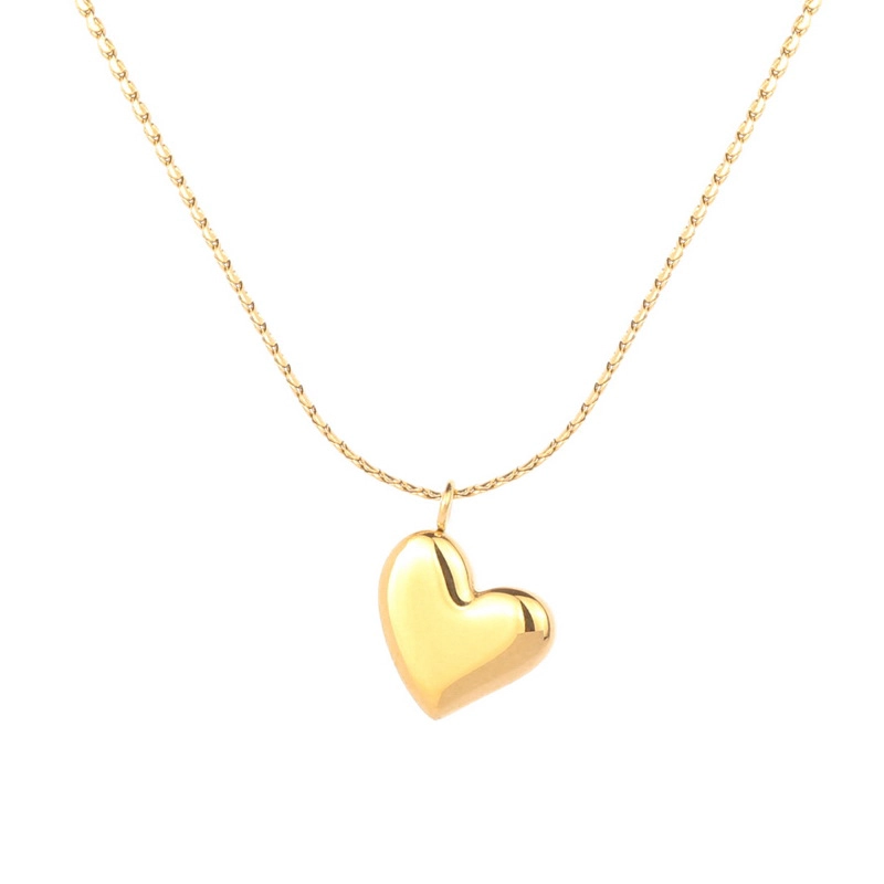 COLLAR LUX JOYAS BANO ORO AMARILLO 18K CORAZON CHEC