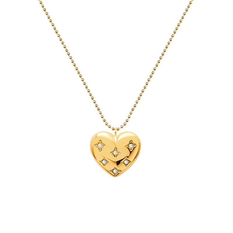 COLLAR LUX JOYAS BAÑO ORO AMARILLO 18K CORAZÓN L CIRCONES - 2