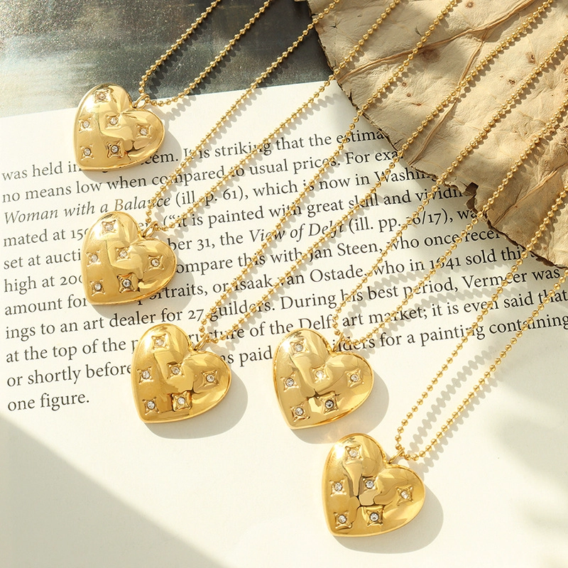 COLLAR LUX JOYAS BAÑO ORO AMARILLO 18K CORAZÓN L CIRCONES - 3