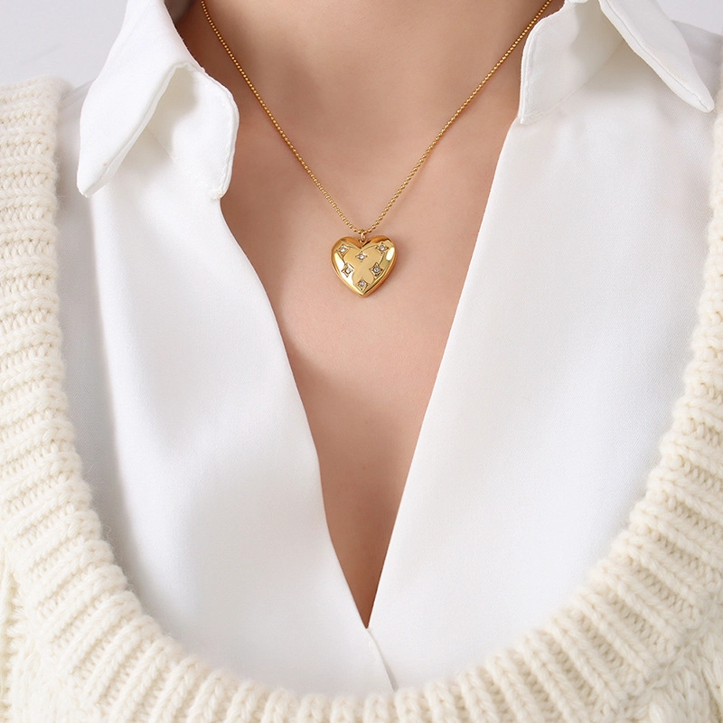 COLLAR LUX JOYAS BAÑO ORO AMARILLO 18K CORAZÓN L CIRCONES - 5