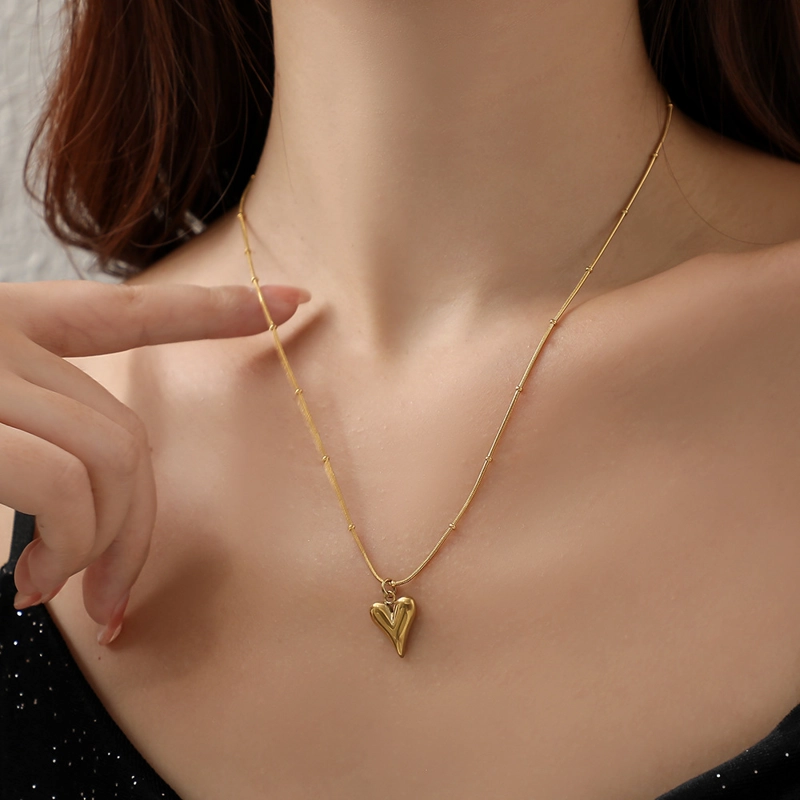 COLLAR LUX JOYAS BAÑO ORO AMARILLO 18K COLA TOPO PELOTITAS CORAZÓN - 6