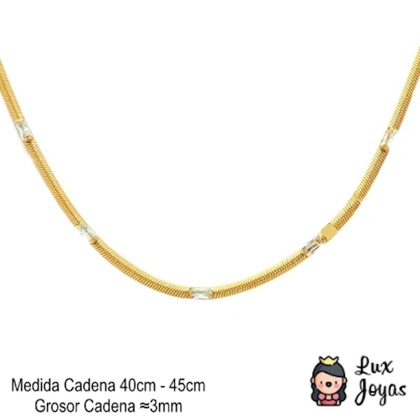 COLLAR BAÑO ORO EN COLOR AMARILLO 18K CINTILLO CIRCONES - 6