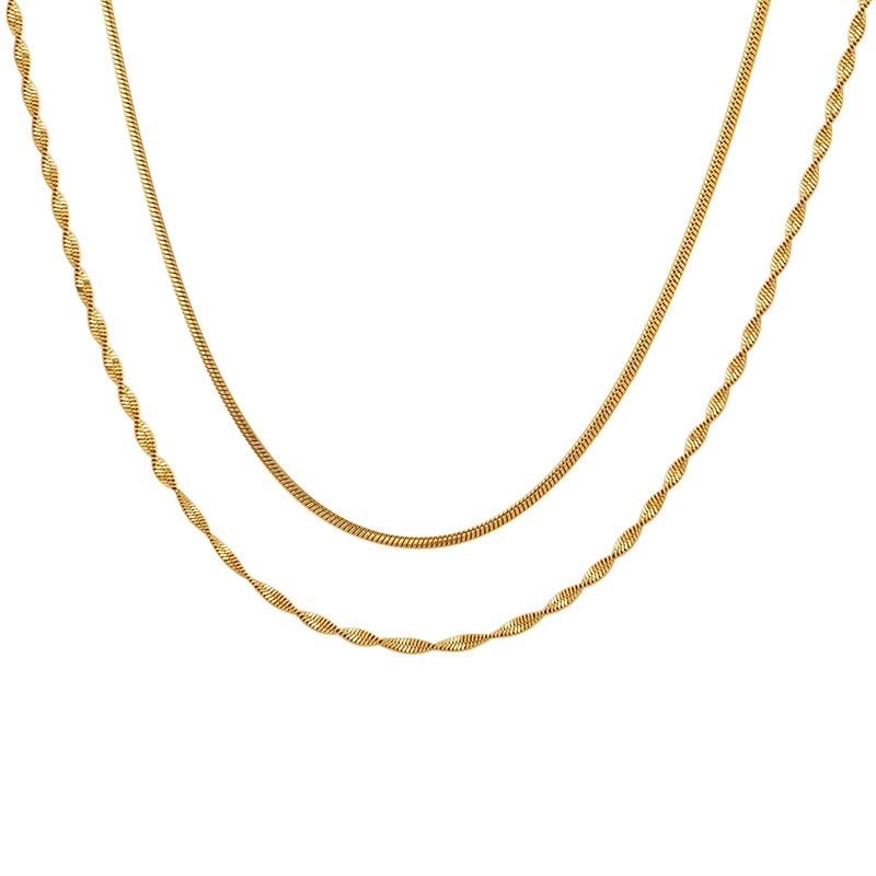 COLLAR BAÑO ORO AMARILLO 18K DOBLE TOPO ENROSCADO - 2