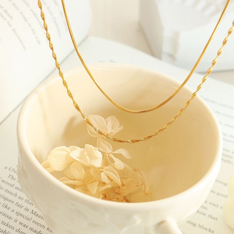 COLLAR BAÑO ORO AMARILLO 18K DOBLE TOPO ENROSCADO - 3