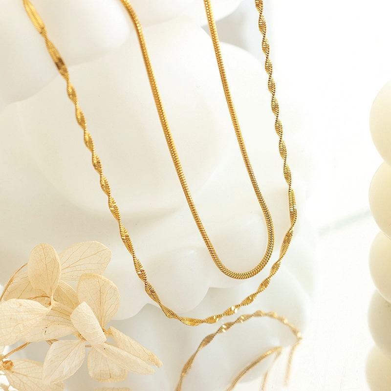 COLLAR BAÑO ORO AMARILLO 18K DOBLE TOPO ENROSCADO - 4