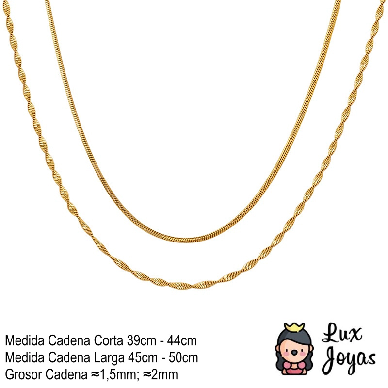COLLAR BAÑO ORO AMARILLO 18K DOBLE TOPO ENROSCADO - 6