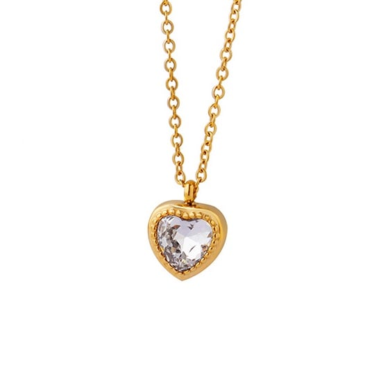 COLLAR LUX JOYAS BAÑO ORO AMARILLO 18K CORAZÓN CIRCÓN - 1