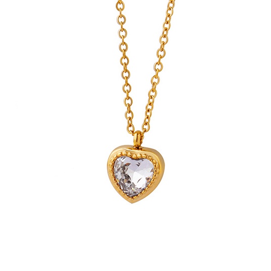 COLLAR LUX JOYAS BAÑO ORO AMARILLO 18K CORAZÓN CIRCÓN - 2