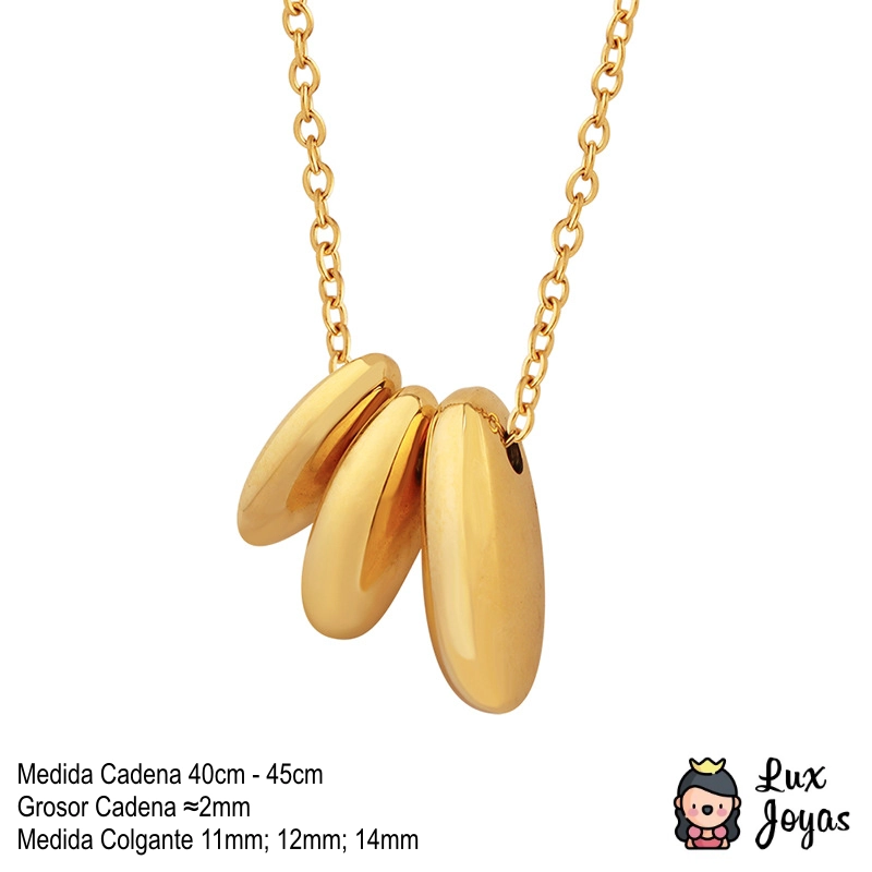 COLLAR LUX JOYAS BAÑO ORO AMARILLO 18K POROTITOS - 6