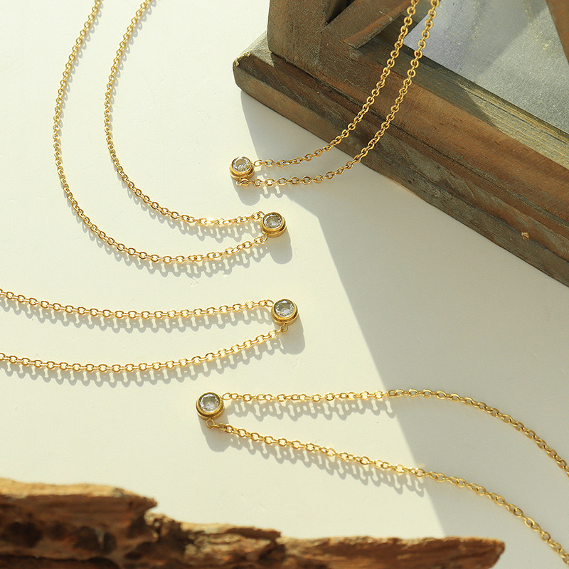COLLAR LUX JOYAS BAÑO ORO AMARILLO 18K PUNTO DE LUZ 6MM - 3