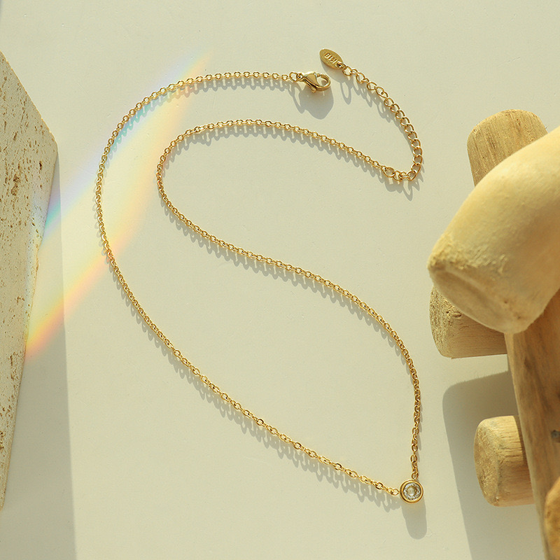 COLLAR LUX JOYAS BAÑO ORO AMARILLO 18K PUNTO DE LUZ 6MM - 4