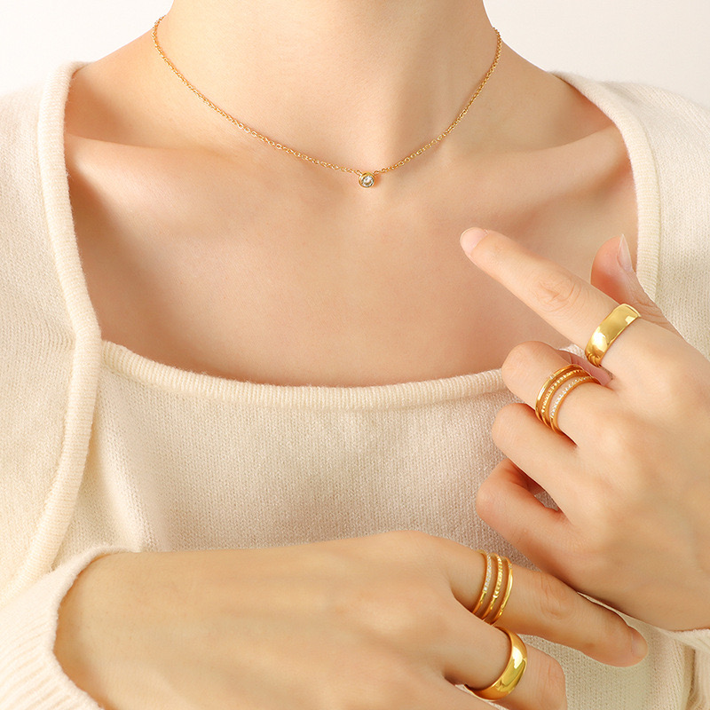 COLLAR LUX JOYAS BAÑO ORO AMARILLO 18K PUNTO DE LUZ 6MM - 6