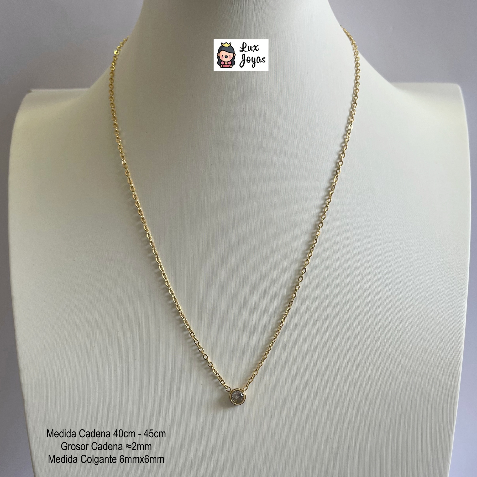 COLLAR LUX JOYAS BAÑO ORO AMARILLO 18K PUNTO DE LUZ 6MM - 7