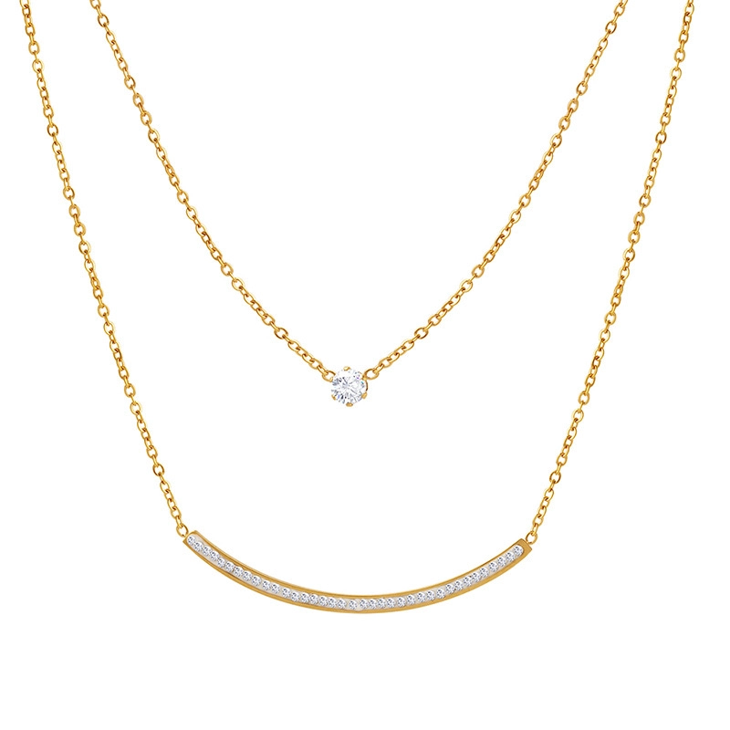 COLLAR LUX JOYAS BANO ORO AMARILLO 18K PUNTO DE LUZ SONRISA CIRCONES