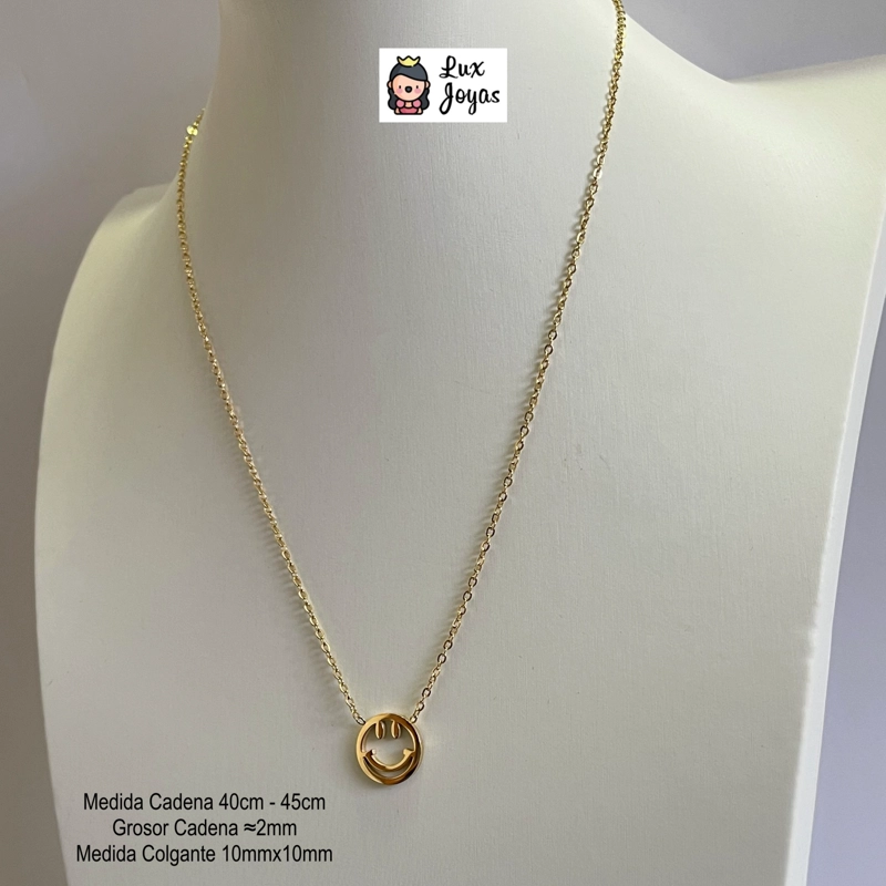 COLLAR LUX JOYAS BAÑO ORO AMARILLO 18K SMILE - 5