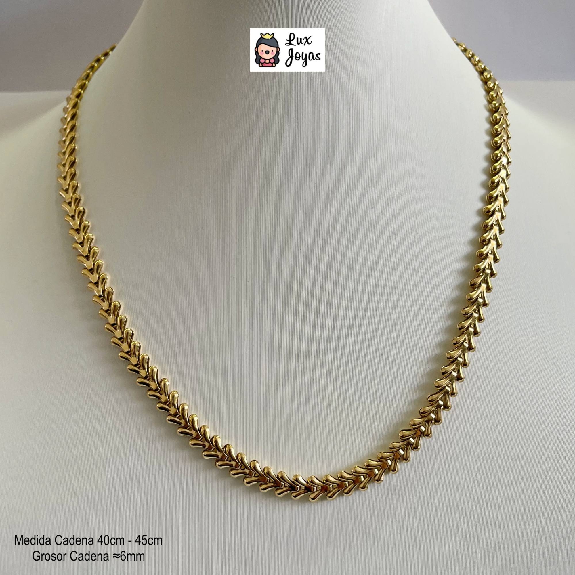 COLLAR BAÑO ORO EN COLOR AMARILLO 18K DISEÑO V - 6