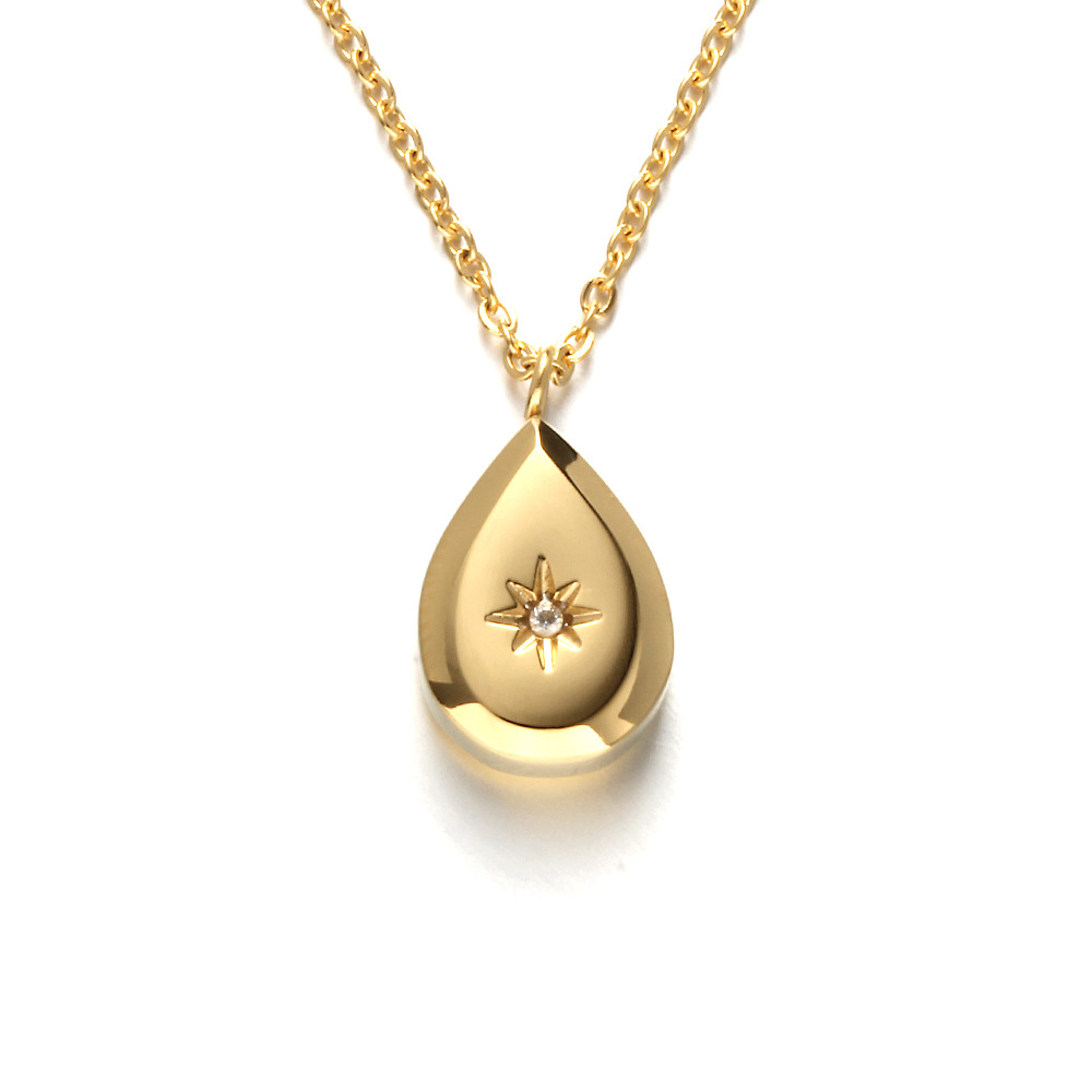 COLLAR BAÑO ORO AMARILLO 18K GOTA ESTRELLA MADI BRILLITO - 1
