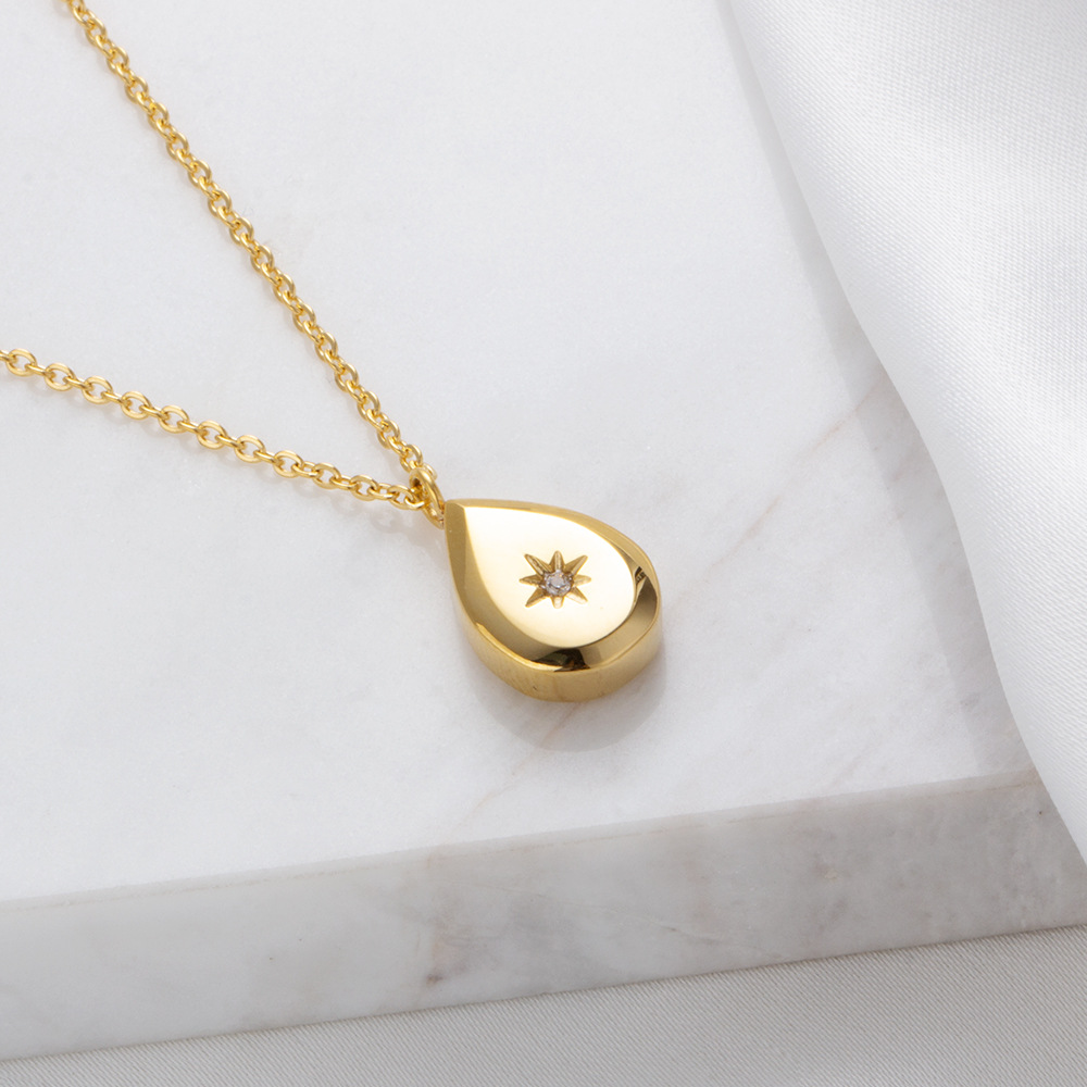 COLLAR BAÑO ORO AMARILLO 18K GOTA ESTRELLA MADI BRILLITO - 3