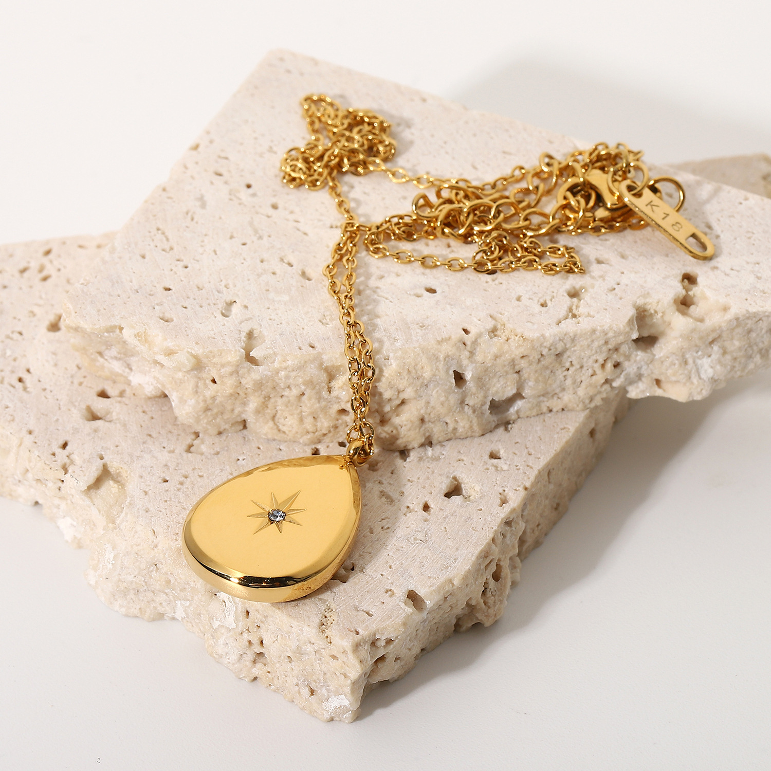 COLLAR BAÑO ORO AMARILLO 18K GOTA ESTRELLA MADI BRILLITO - 4