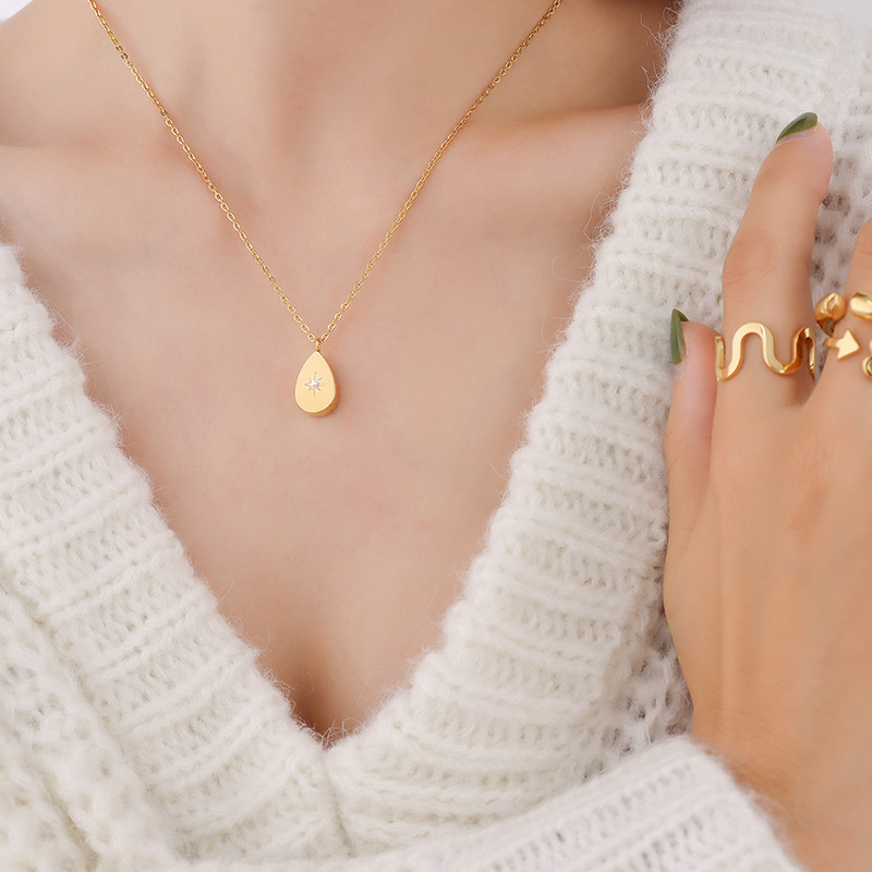 COLLAR BAÑO ORO AMARILLO 18K GOTA ESTRELLA MADI BRILLITO - 5
