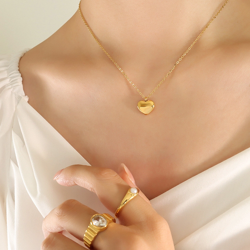 COLLAR LUX JOYAS BAÑO ORO AMARILLO 18K CORAZÓN LISO - 5